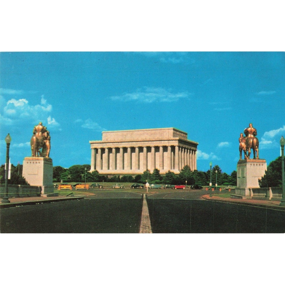 Lincoln Memorial Washington DC Vintage Chrome Postcard Italian Statues PE-15